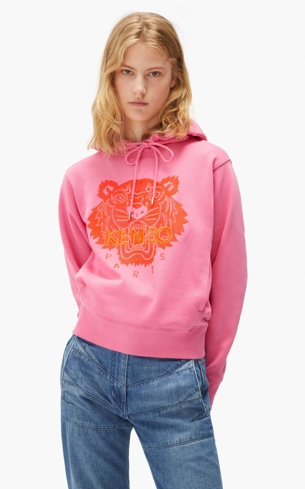 Kenzo Tiger Hoodie Pink For Womens 0146HJPOA